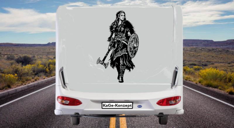Preview: 46395 Wikinger-Maid mit Schild und Axt Wohnwagen-Wohnmobil